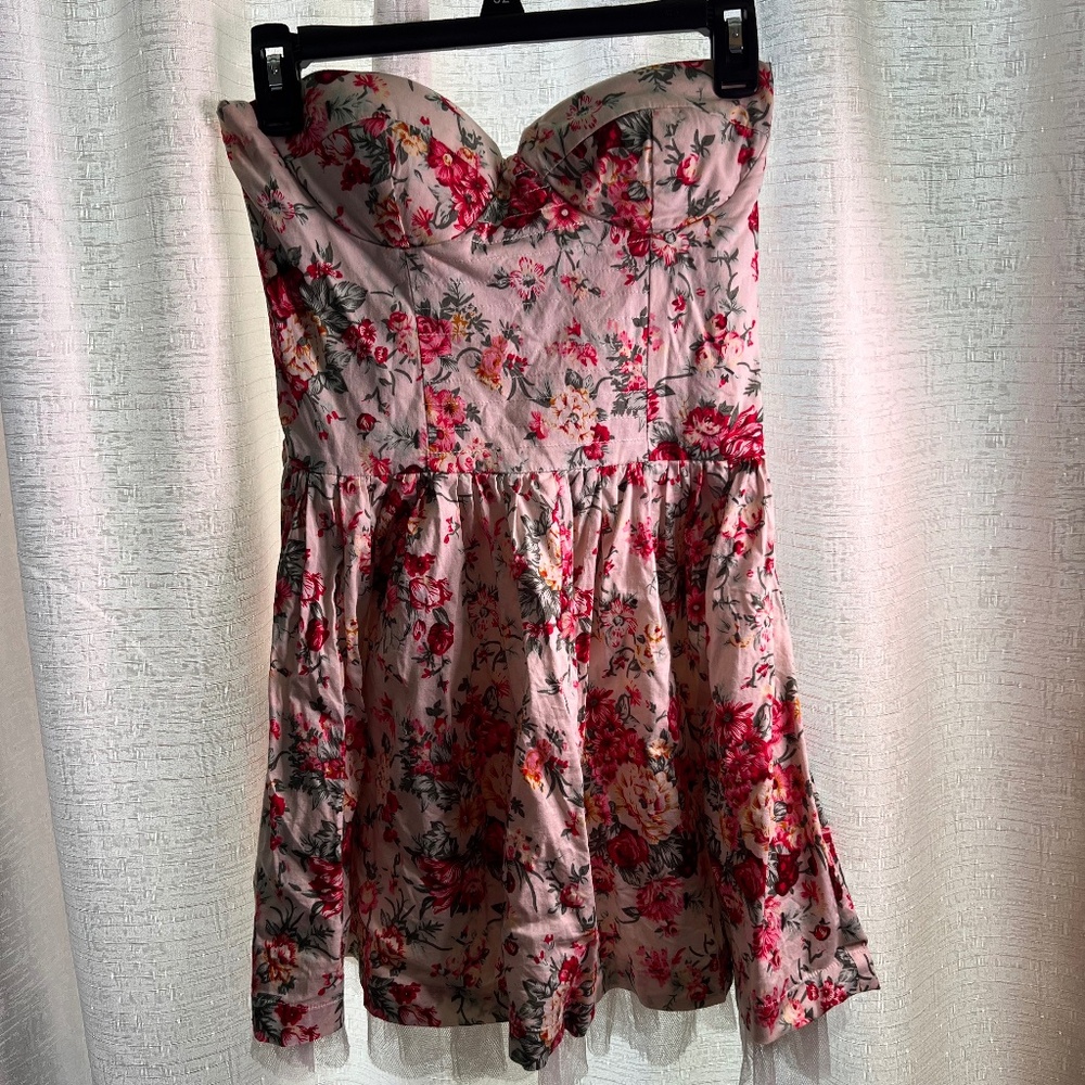 Strapless Floral Dress